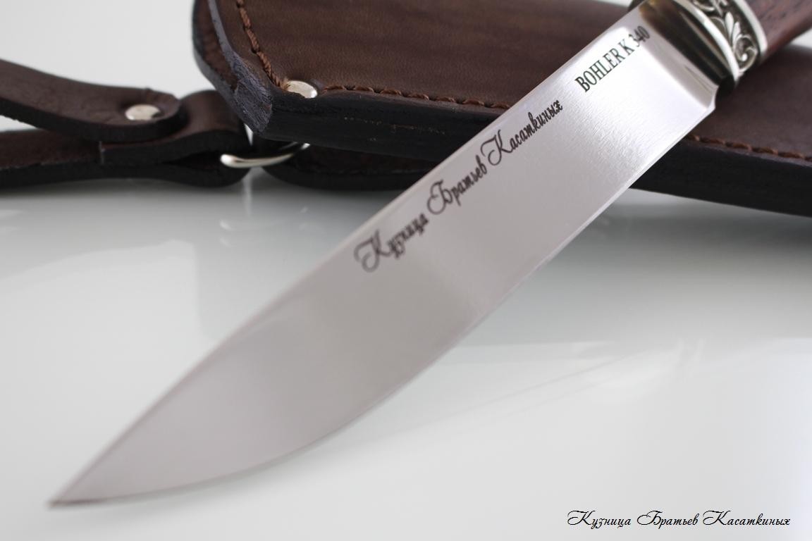 Нож "Лиса" сталь Bohler k 340. Рукоять Бубинга Помеле.